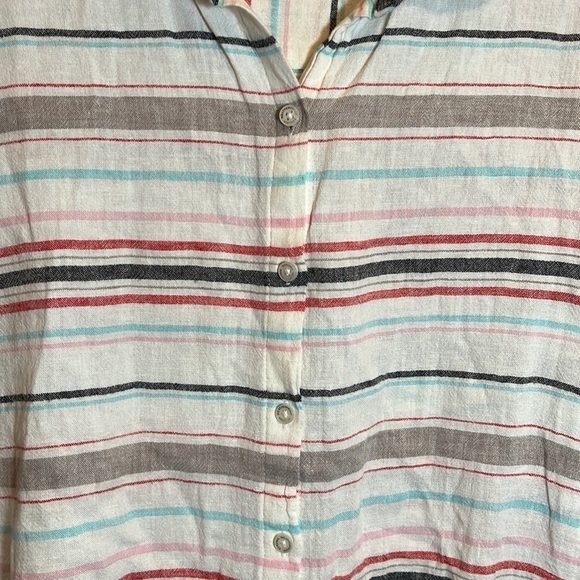 Weatherproof Vintage Linen Blend Short Sleeve button Down Knotted Shirt - Picture 5 of 11